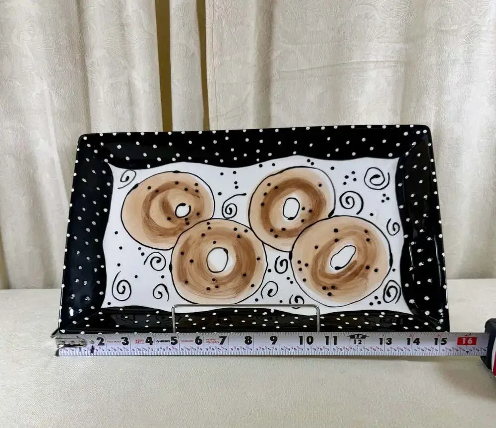 With Love-  Lotus Ceramic Bagel Serving Tray, see description *